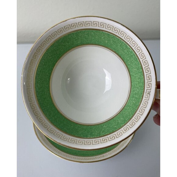 EB Foley China Teacup & Saucer, Green, Gold & White, Made in England, Tableware - Picture 6 of 12